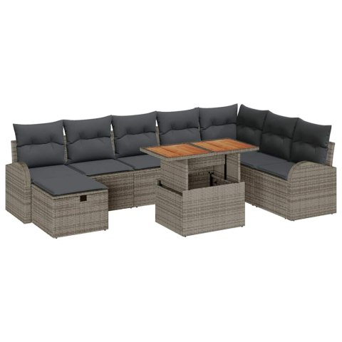 Zestaw Sof na Ogród 9 pcs Szary polirattan