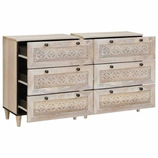 Bufet 2 pcs Biały 120 x 33,5 x 75 cm lite drewno mango