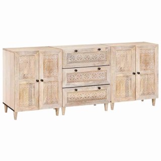 Bufet 3 pcs Biały 180 x 33,5 x 75 cm lite drewno mango