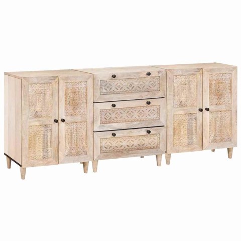 Bufet 3 pcs Biały 180 x 33,5 x 75 cm lite drewno mango