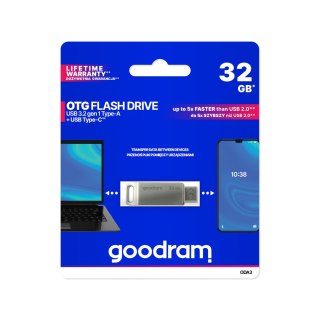 Pendrive Goodram USB + USB C 32GB srebrny