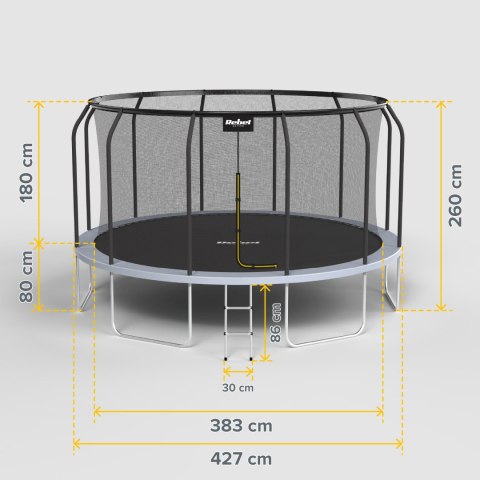 Trampolina Rebel Active PRO 14ft/427 cm, siatka, drabinka