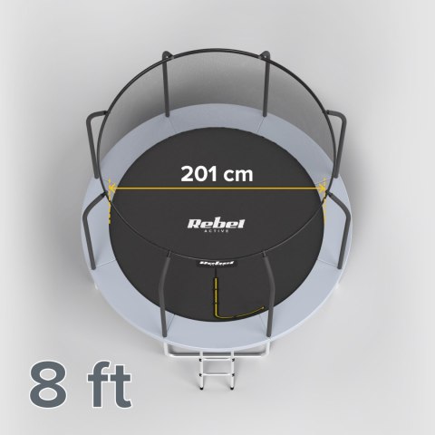 Trampolina Rebel Active PRO 8ft/244 cm, siatka, drabinka