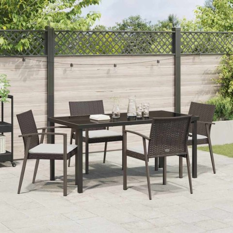 Zestaw do jadalni w ogrodzie 5 pcs Brązowy i czarny Rattan PE