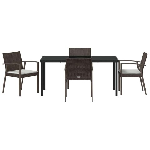 Zestaw do jadalni w ogrodzie 5 pcs Brązowy i czarny Rattan PE
