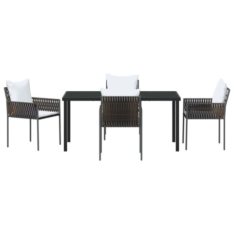 Zestaw do jadalni w ogrodzie 5 pcs Brązowy i czarny Rattan PE