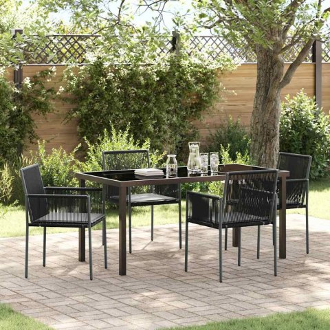 Zestaw do jadalni w ogrodzie 5 pcs Czarny Rattan PE