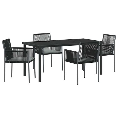 Zestaw do jadalni w ogrodzie 5 pcs Czarny Rattan PE