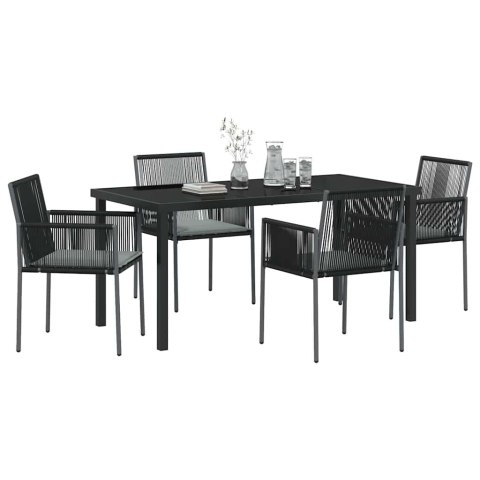 Zestaw do jadalni w ogrodzie 5 pcs Czarny Rattan PE