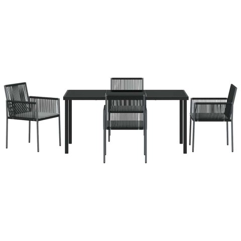Zestaw do jadalni w ogrodzie 5 pcs Czarny Rattan PE