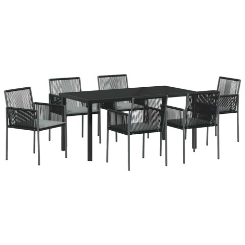 Zestaw do jadalni w ogrodzie 7 pcs Czarny Rattan PE