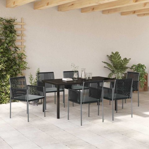 Zestaw do jadalni w ogrodzie 7 pcs Czarny Rattan PE