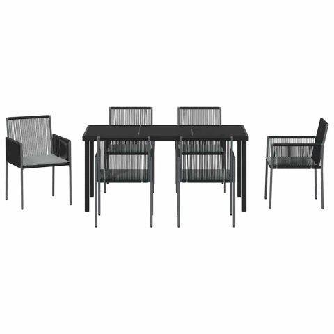 Zestaw do jadalni w ogrodzie 7 pcs Czarny Rattan PE