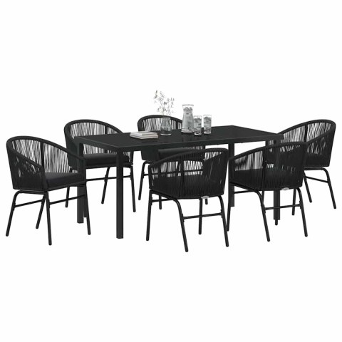 Zestaw do jadalni w ogrodzie 7 pcs Czarny