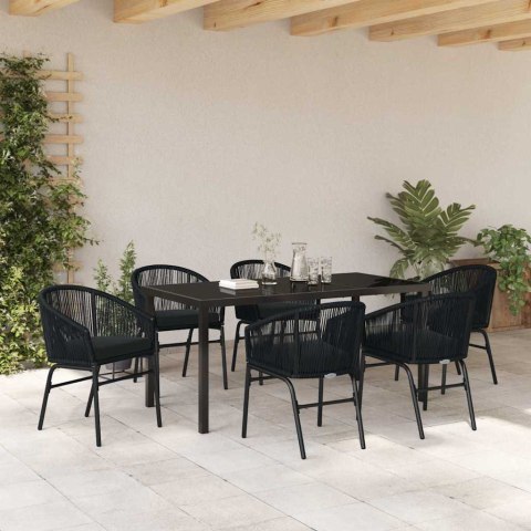 Zestaw do jadalni w ogrodzie 7 pcs Czarny