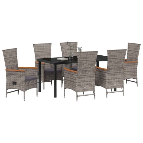 Zestaw do jadalni w ogrodzie z poduszką 7 pcs Szary