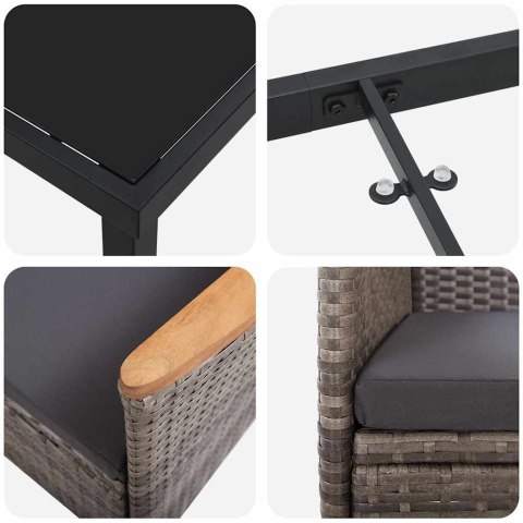 Zestaw do jadalni w ogrodzie z poduszką 7 pcs Szary