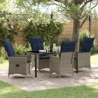 Zestaw stół i krzesła z poduszką 5 pcs Szary Rattan PE