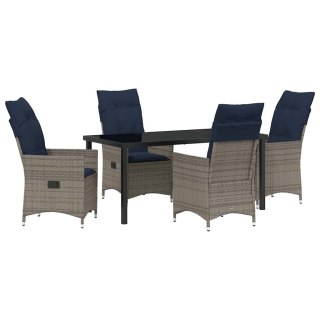 Zestaw stół i krzesła z poduszką 5 pcs Szary Rattan PE