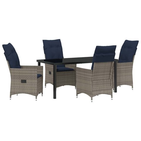 Zestaw stół i krzesła z poduszką 5 pcs Szary Rattan PE