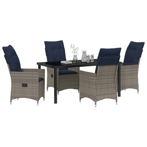 Zestaw stół i krzesła z poduszką 5 pcs Szary Rattan PE