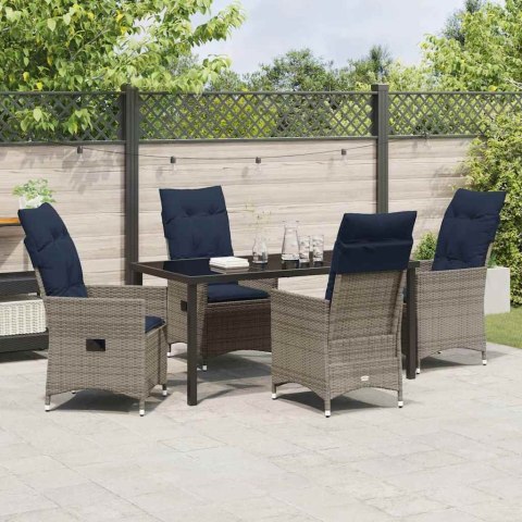 Zestaw stół i krzesła z poduszką 5 pcs Szary Rattan PE