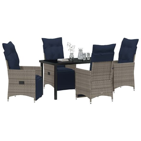Zestaw stół i krzesła z poduszką 5 pcs Szary Rattan PE