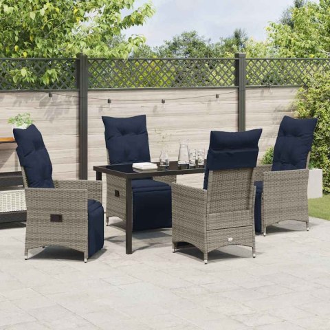 Zestaw stół i krzesła z poduszką 5 pcs Szary Rattan PE
