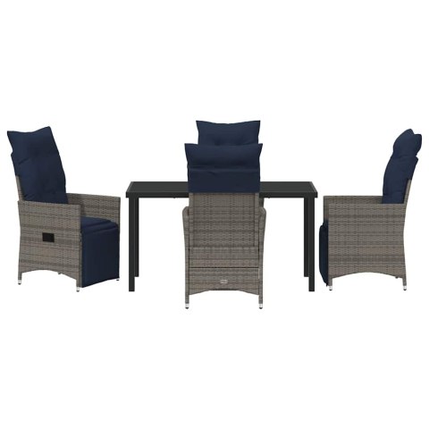 Zestaw stół i krzesła z poduszką 5 pcs Szary Rattan PE