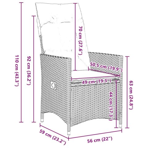 Zestaw stół i krzesła z poduszką 5 pcs Szary Rattan PE