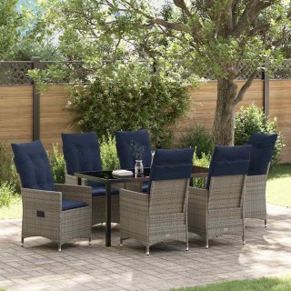Zestaw stół i krzesła z poduszką 7 pcs Szary Rattan PE