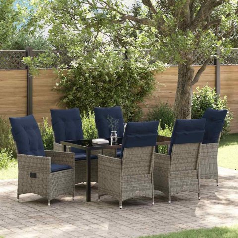 Zestaw stół i krzesła z poduszką 7 pcs Szary Rattan PE