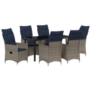 Zestaw stół i krzesła z poduszką 7 pcs Szary Rattan PE