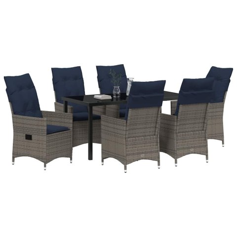 Zestaw stół i krzesła z poduszką 7 pcs Szary Rattan PE