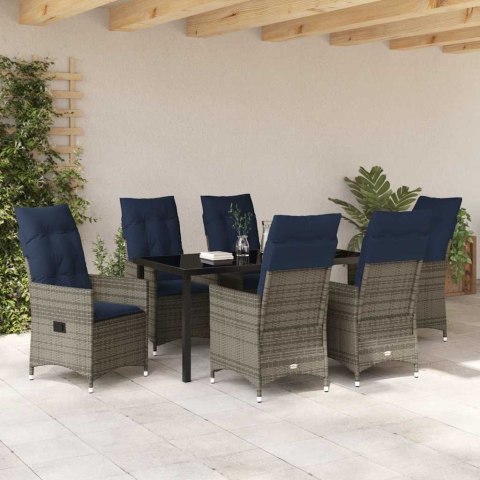 Zestaw stół i krzesła z poduszką 7 pcs Szary Rattan PE