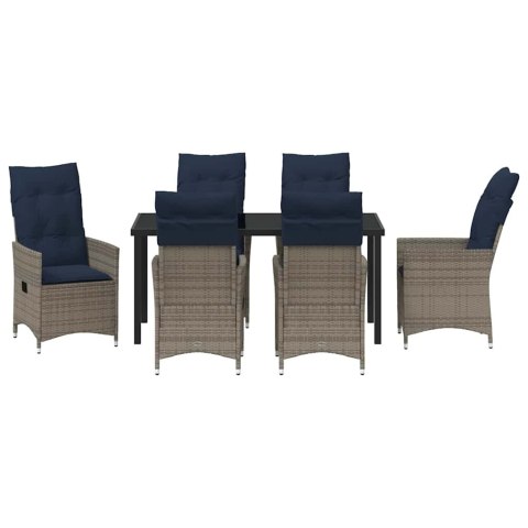 Zestaw stół i krzesła z poduszką 7 pcs Szary Rattan PE