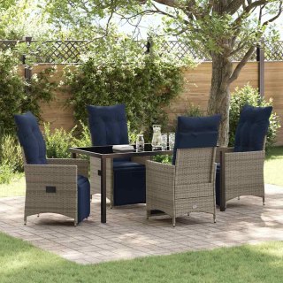Zestaw stół i krzesła z poduszką 5 pcs Szary Rattan PE