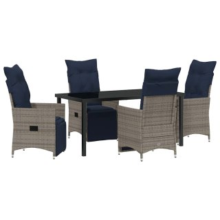Zestaw stół i krzesła z poduszką 5 pcs Szary Rattan PE