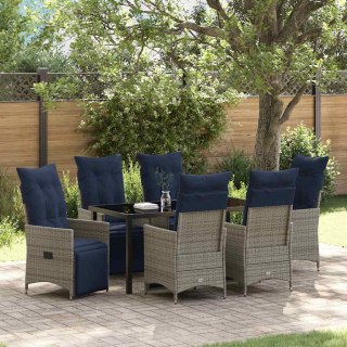 Zestaw stół i krzesła z poduszką 7 pcs Szary Rattan PE