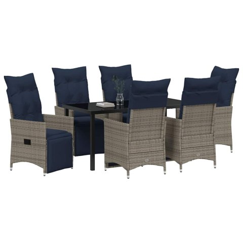 Zestaw stół i krzesła z poduszką 7 pcs Szary Rattan PE