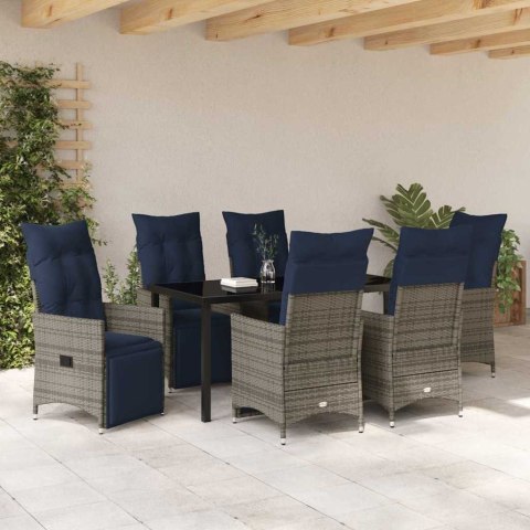 Zestaw stół i krzesła z poduszką 7 pcs Szary Rattan PE