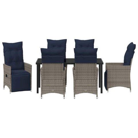 Zestaw stół i krzesła z poduszką 7 pcs Szary Rattan PE