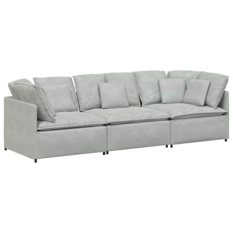 Sofa modułowa z poduszkami aksamitna jasnoszara