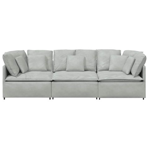 Sofa modułowa z poduszkami aksamitna jasnoszara