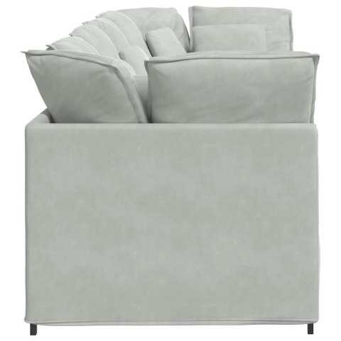 Sofa modułowa z poduszkami aksamitna jasnoszara