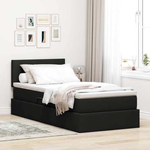 Łóżko z miejscem na przechowywanie i LED Czarny 90 x 190 cm