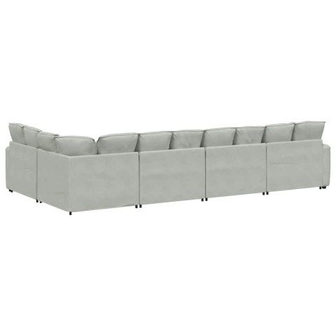 Sofa modułowa z poduszkami aksamitna jasnoszara