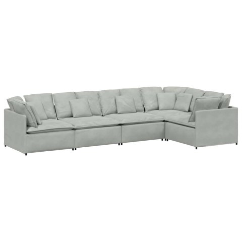 Sofa modułowa z poduszkami aksamitna jasnoszara