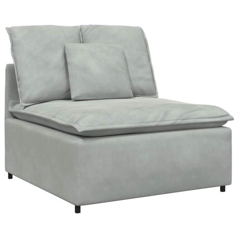 Sofa modułowa z poduszkami aksamitna jasnoszara