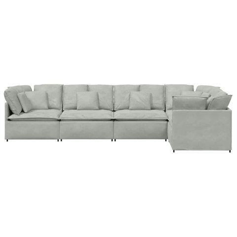 Sofa modułowa z poduszkami aksamitna jasnoszara